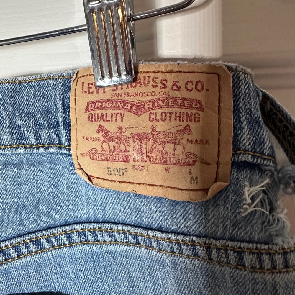 Levis 505‎ Nouveau Low Straight Jeans Medium Wash Blue Denim Size 12M 34x30 - Picture 3 of 8